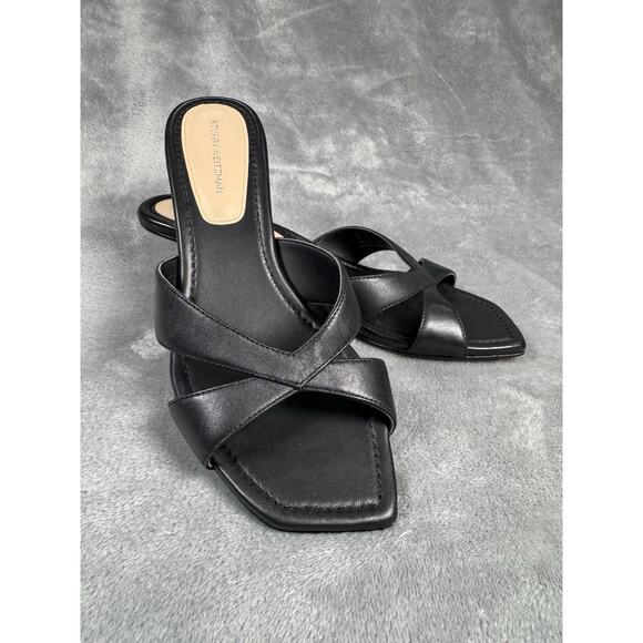 NEW! Stuart Weitzman Black Leather Mule Size 8.5 Dressy Sandal Workwear - Picture 1 of 10